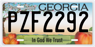 GA license plate PZF2292