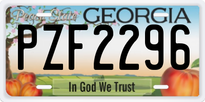 GA license plate PZF2296