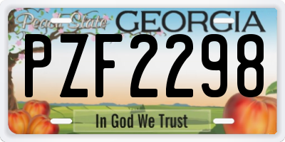 GA license plate PZF2298