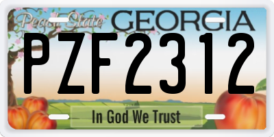 GA license plate PZF2312