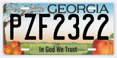 GA license plate PZF2322