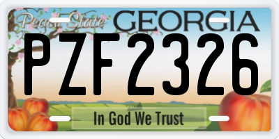 GA license plate PZF2326