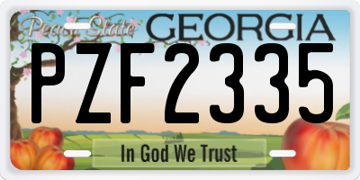 GA license plate PZF2335