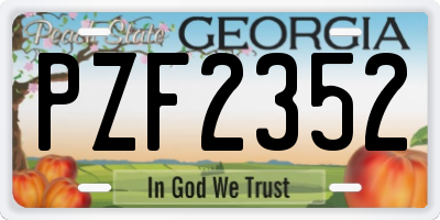 GA license plate PZF2352