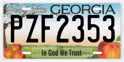 GA license plate PZF2353