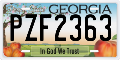 GA license plate PZF2363