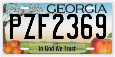 GA license plate PZF2369