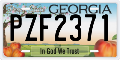 GA license plate PZF2371