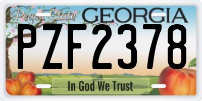 GA license plate PZF2378