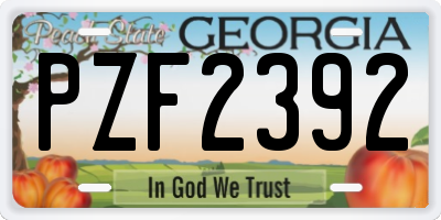 GA license plate PZF2392