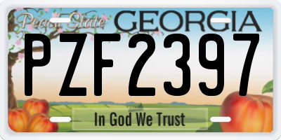 GA license plate PZF2397