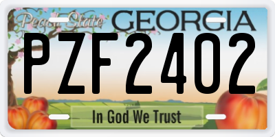GA license plate PZF2402