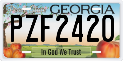 GA license plate PZF2420