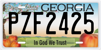 GA license plate PZF2425