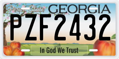 GA license plate PZF2432