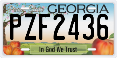 GA license plate PZF2436