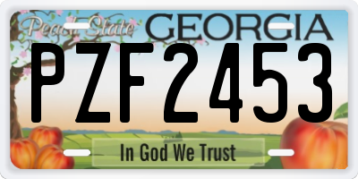 GA license plate PZF2453