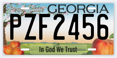 GA license plate PZF2456