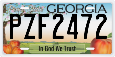 GA license plate PZF2472