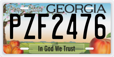 GA license plate PZF2476