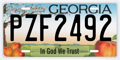 GA license plate PZF2492