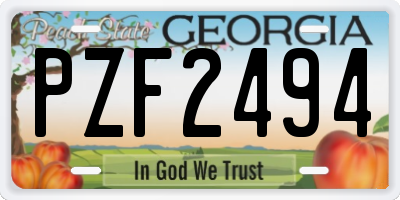GA license plate PZF2494