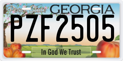 GA license plate PZF2505