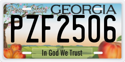 GA license plate PZF2506