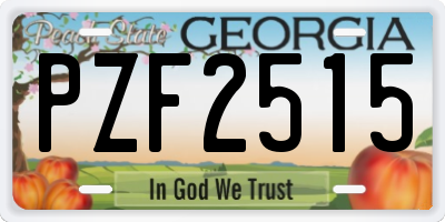 GA license plate PZF2515