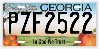 GA license plate PZF2522