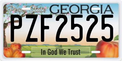 GA license plate PZF2525