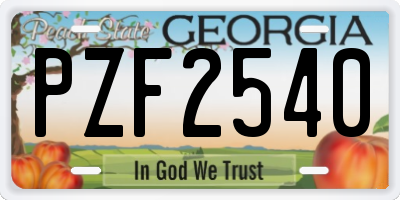 GA license plate PZF2540