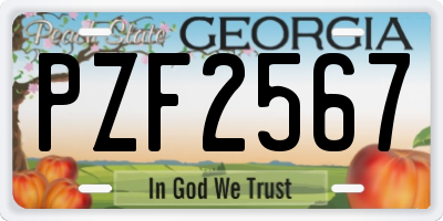GA license plate PZF2567