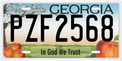 GA license plate PZF2568