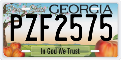 GA license plate PZF2575