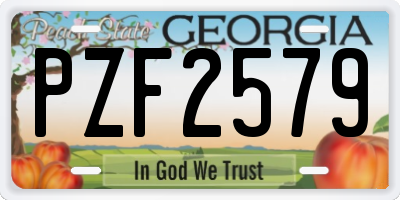GA license plate PZF2579