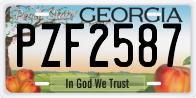 GA license plate PZF2587