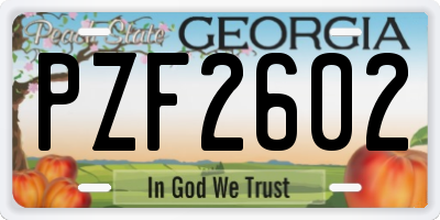 GA license plate PZF2602