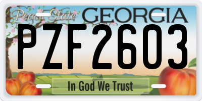 GA license plate PZF2603