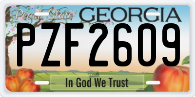 GA license plate PZF2609