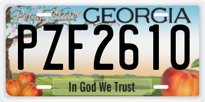 GA license plate PZF2610