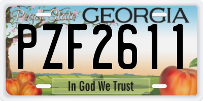 GA license plate PZF2611