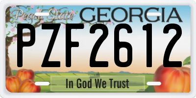 GA license plate PZF2612