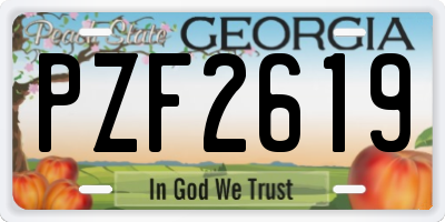 GA license plate PZF2619