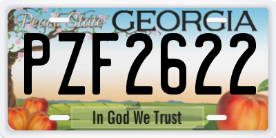 GA license plate PZF2622