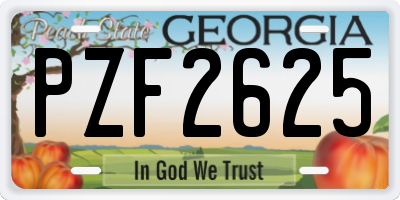 GA license plate PZF2625
