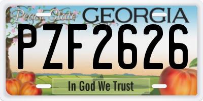 GA license plate PZF2626