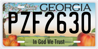 GA license plate PZF2630