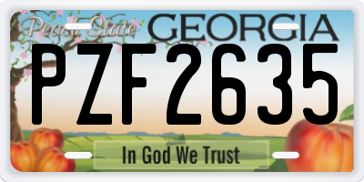GA license plate PZF2635