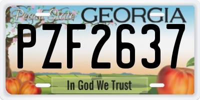 GA license plate PZF2637